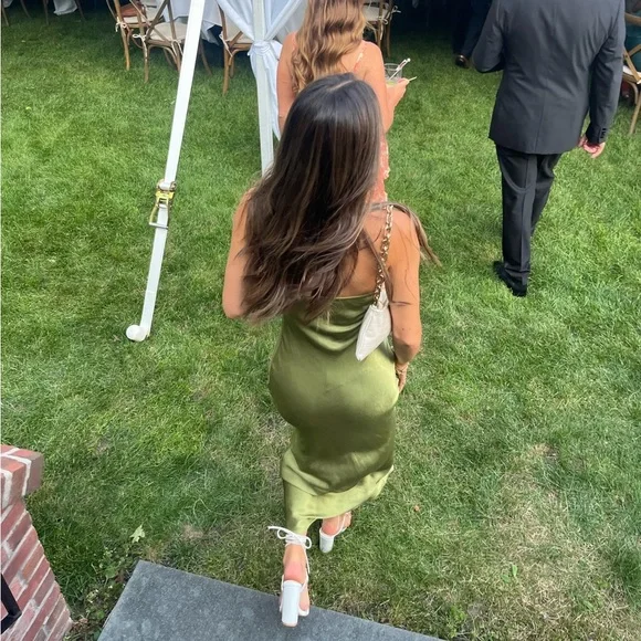 SNDYS REVOLVE Angel Strapless Midi Dress in Olive Green - Picture 3 of 4